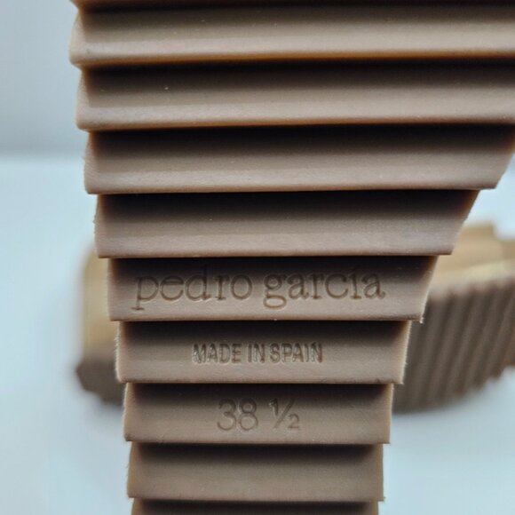 Pedro Garcia Fidelia Platform Wedge Sandal Womens EU 38.5 Brown Brass Suede - Picture 13 of 14